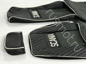 Чехлы Премиум стеганные для  SCANIA S 22 черно-серые